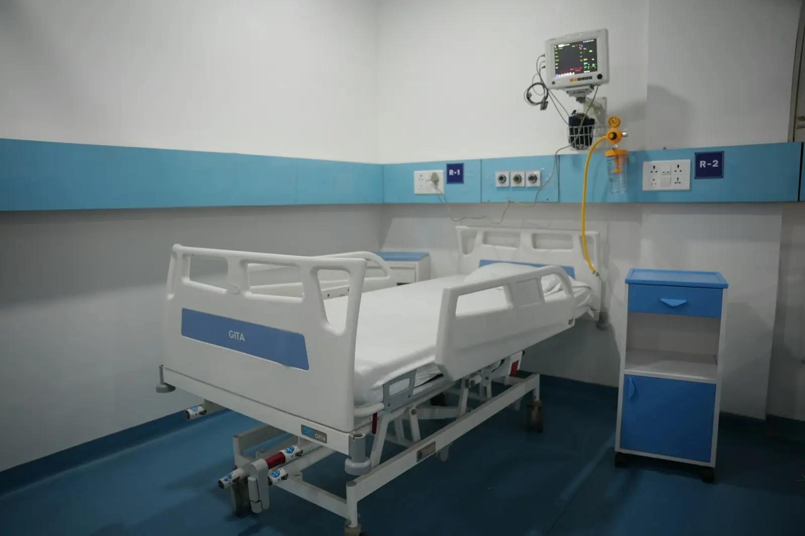 Modern hospital room with an adjustable bed