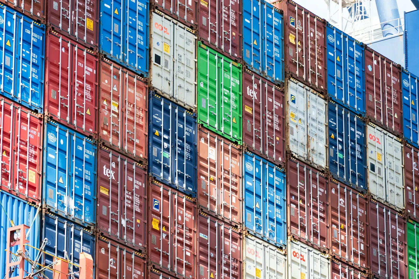 Shipping containers stacked at a port